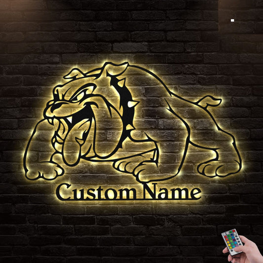 12"x12" Bulldog Dog Personalized - Led Light Metal - Owls Matrix LTD