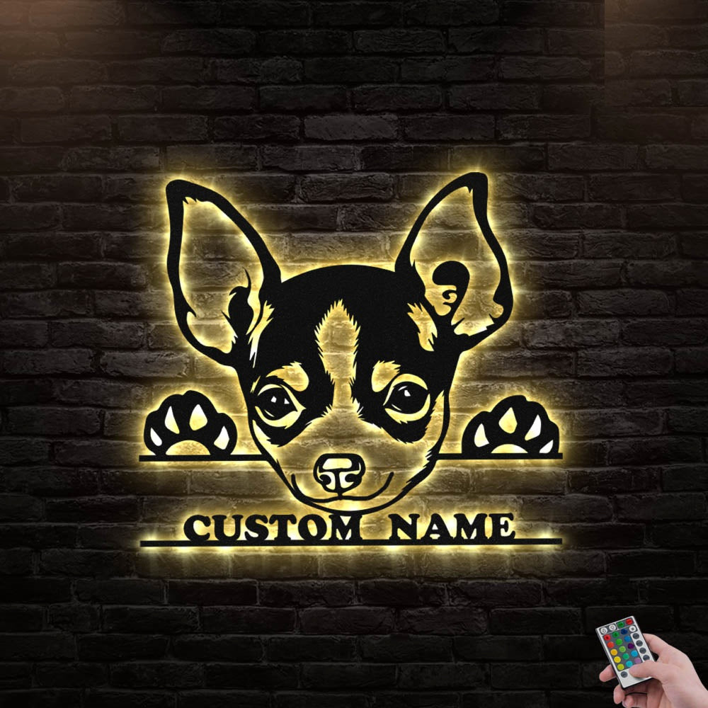 12"x12" Chihuahua Dog Cute Style - Led Light Metal - Owls Matrix LTD