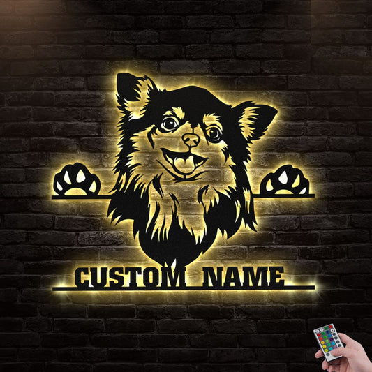 12"x12" Chihuahua Dog - Led Light Metal - Owls Matrix LTD