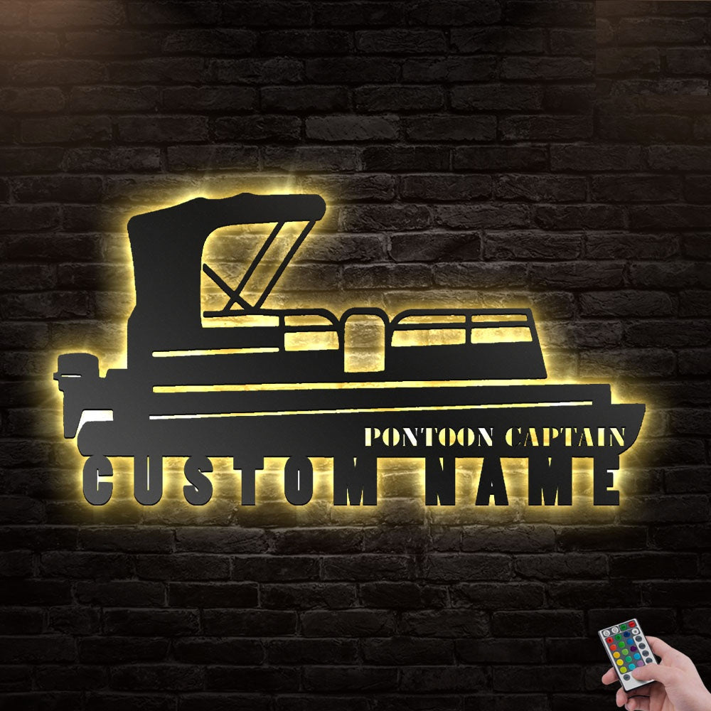 12"x12" Boat Captain Personalized - Led Light Metal - Owls Matrix LTD