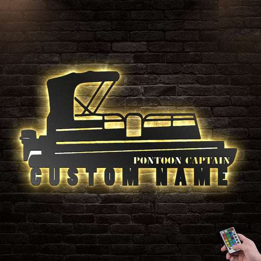 12"x12" Boat Captain Personalized - Led Light Metal - Owls Matrix LTD