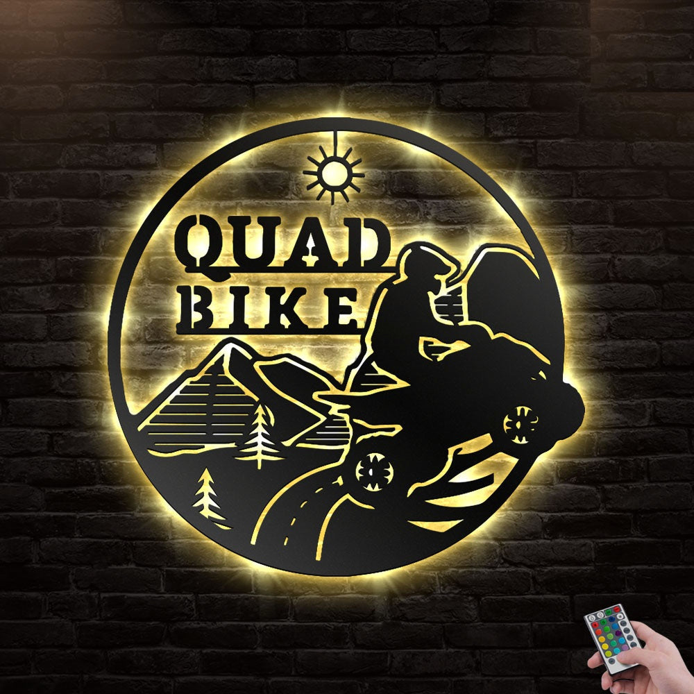 12"x12" Quad Bike Motorcycle Motocross Personalized - Led Light Metal - Owls Matrix LTD