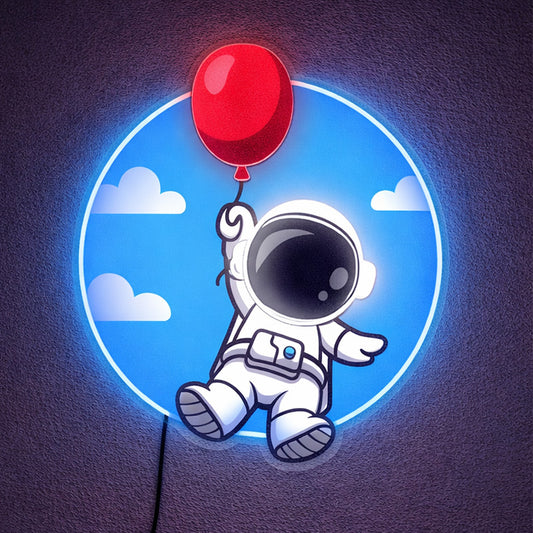 Astronaut Balloon Neon Sign – Cute Space LED Wall Decor for Bedroom & Kids Room