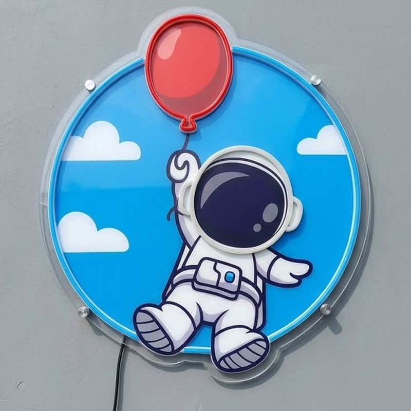 Astronaut Balloon Neon Sign – Cute Space LED Wall Decor for Bedroom & Kids Room
