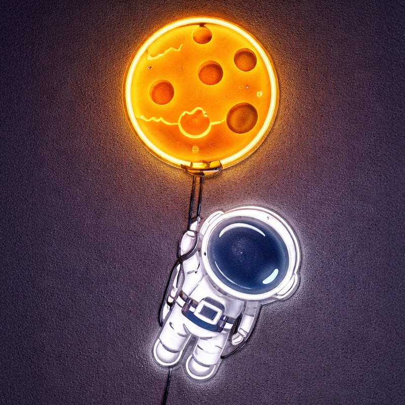 Astronaut Moon Neon Sign – Space Aesthetic LED Wall Decor for Bedroom & Gaming Room