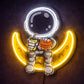Astronaut on Crescent Moon Neon Sign – Space-Themed LED Wall Light Decor