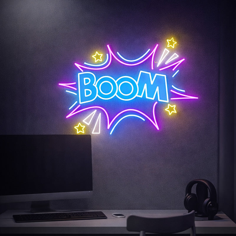 BOOM Comic Style Neon LED Sign – Pop Art Wall Light for Gaming & Creative Spaces