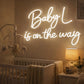 “Baby L on the Way” Neon Sign – Custom Baby Shower LED Neon Script Light for Pregnancy Announcement