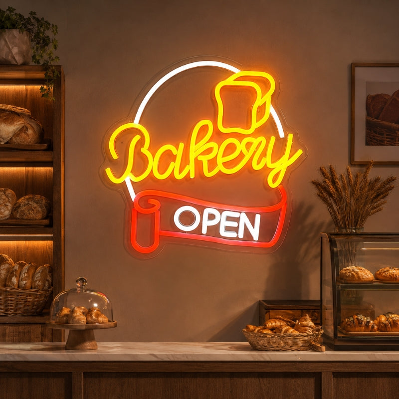 Bakery Neon Sign - Bakery Open Bread LED Wall Decor