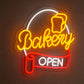 Bakery Neon Sign - Bakery Open Bread LED Wall Decor