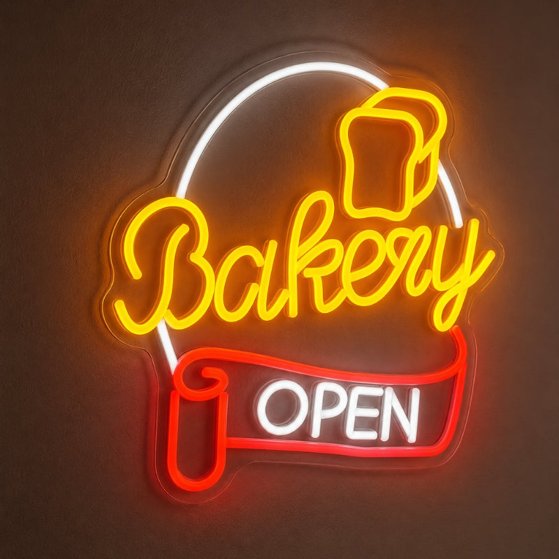 Bakery Neon Sign - Bakery Open Bread LED Wall Decor