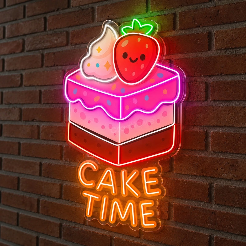 Bakery Neon Sign - Cake Time Strawberry LED Decor