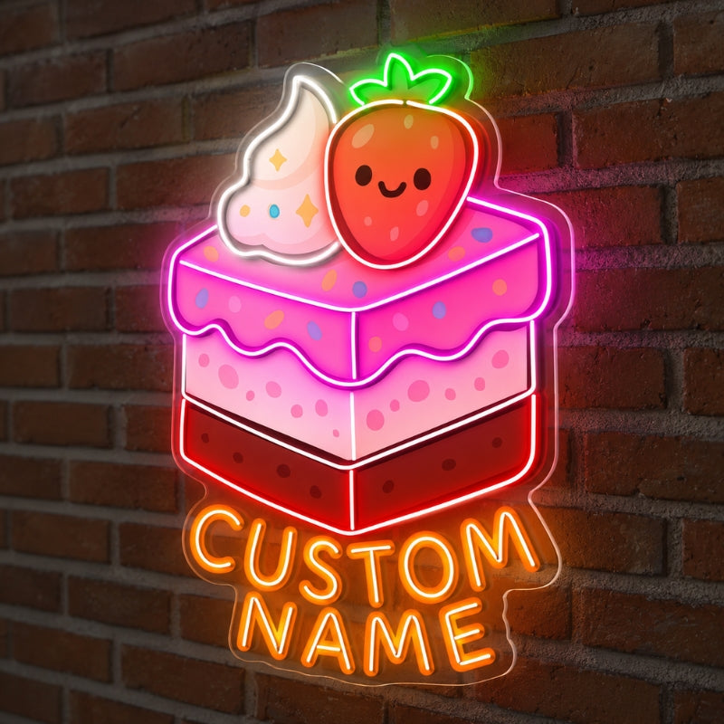 Bakery Neon Sign - Cake Time Strawberry LED Decor