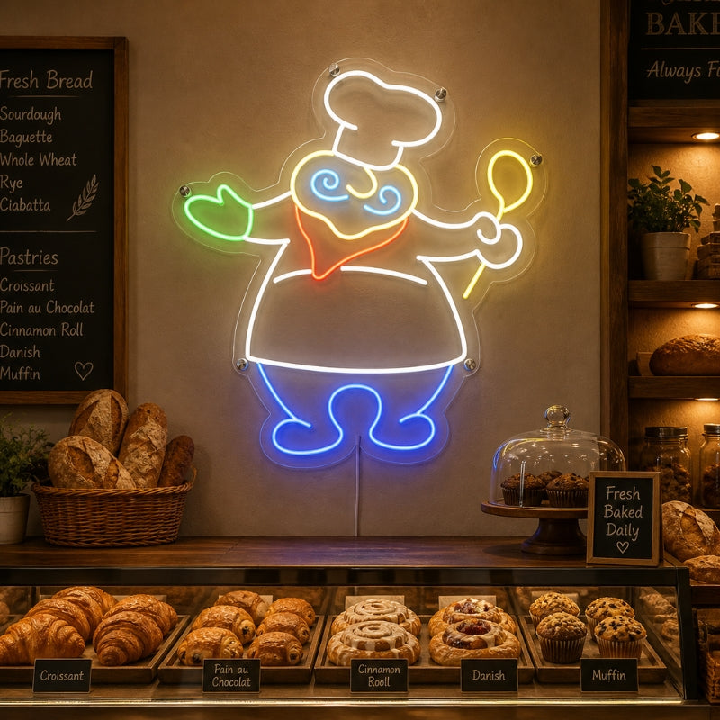 Bakery Neon Sign - Chef LED Wall Light for Cafe Shop