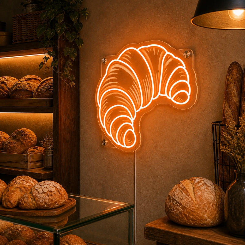 Bakery Neon Sign - Croissant LED Wall Light Decor