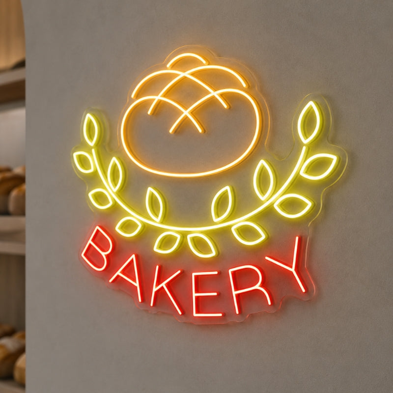 Bakery Neon Sign - Fresh Bread Laurel LED Wall Decor