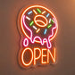 Bakery Neon Sign - Open Sprinkle Donut LED Wall Decor