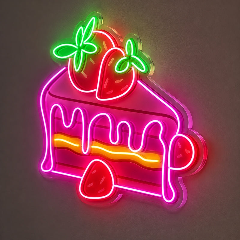 Bakery Neon Sign - Strawberry Cake LED Wall Decor
