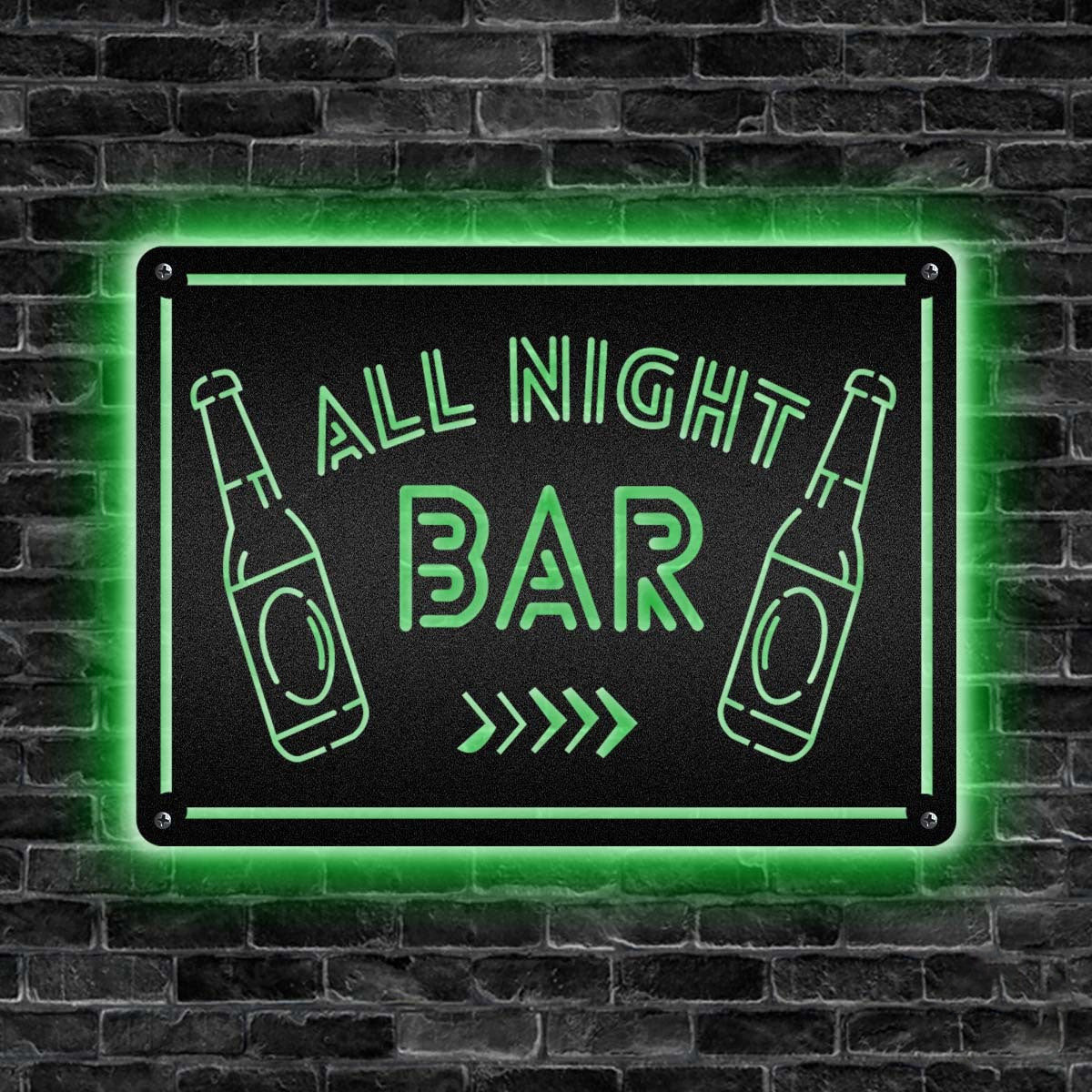 12"x12" Bar All Night Bar Light - Led Light Metal - Owls Matrix LTD