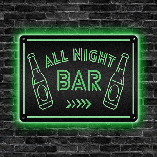 12"x12" Bar All Night Bar Light - Led Light Metal - Owls Matrix LTD