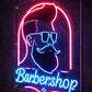 Barbershop Neon Sign with Bearded Man – LED Wall Light