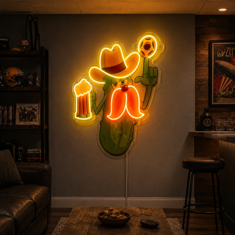 Basement Neon Sign - Cactus Cowboy LED Wall Decor