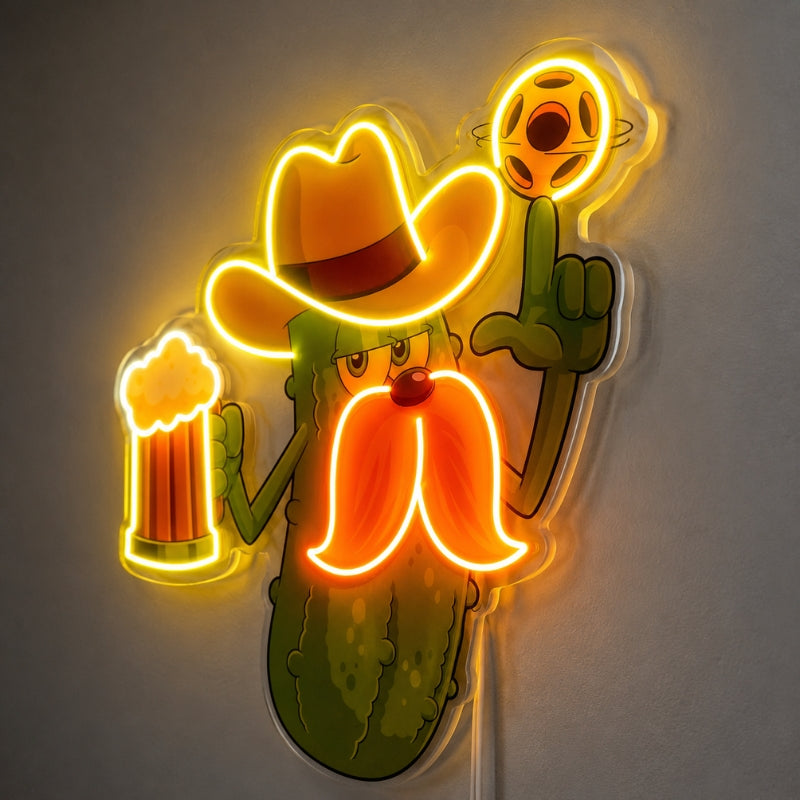 Basement Neon Sign - Cactus Cowboy LED Wall Decor