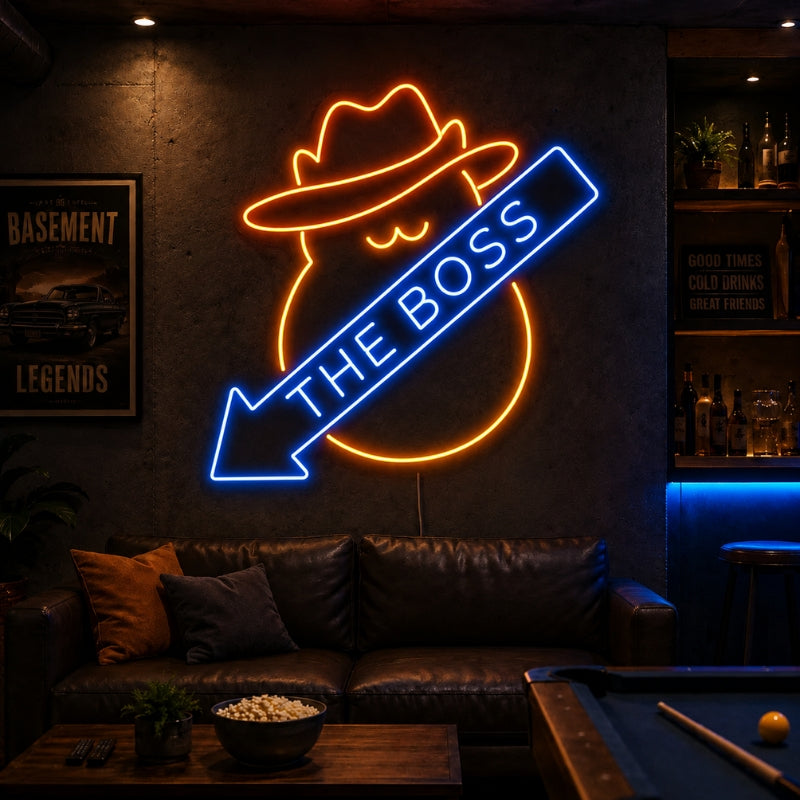 Basement Neon Sign - The Boss LED Lounge Wall Decor