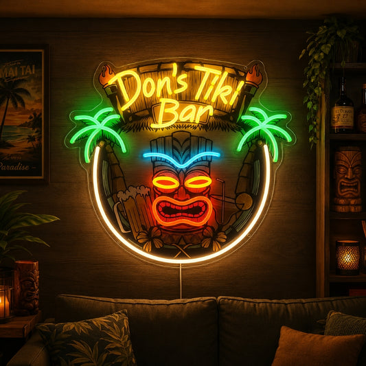 Basement Neon Sign - Tiki Bar LED Lounge Wall Decor