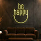 Be Happy Smiley LED Neon Wall Sign - LEDTOT