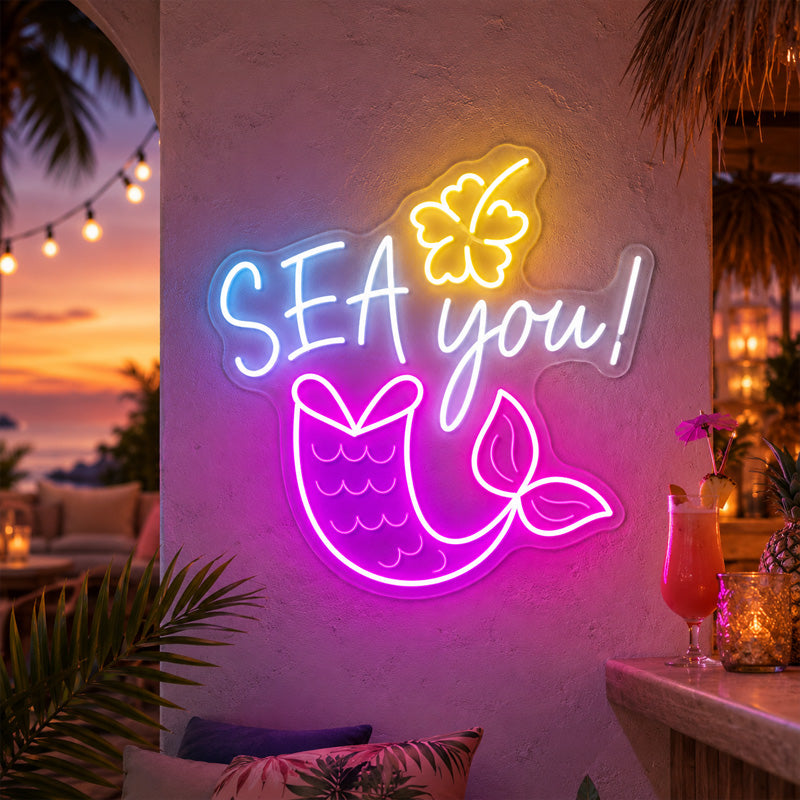 Beach & Summer Party Neon Signs - SEA You Mermaid Glow