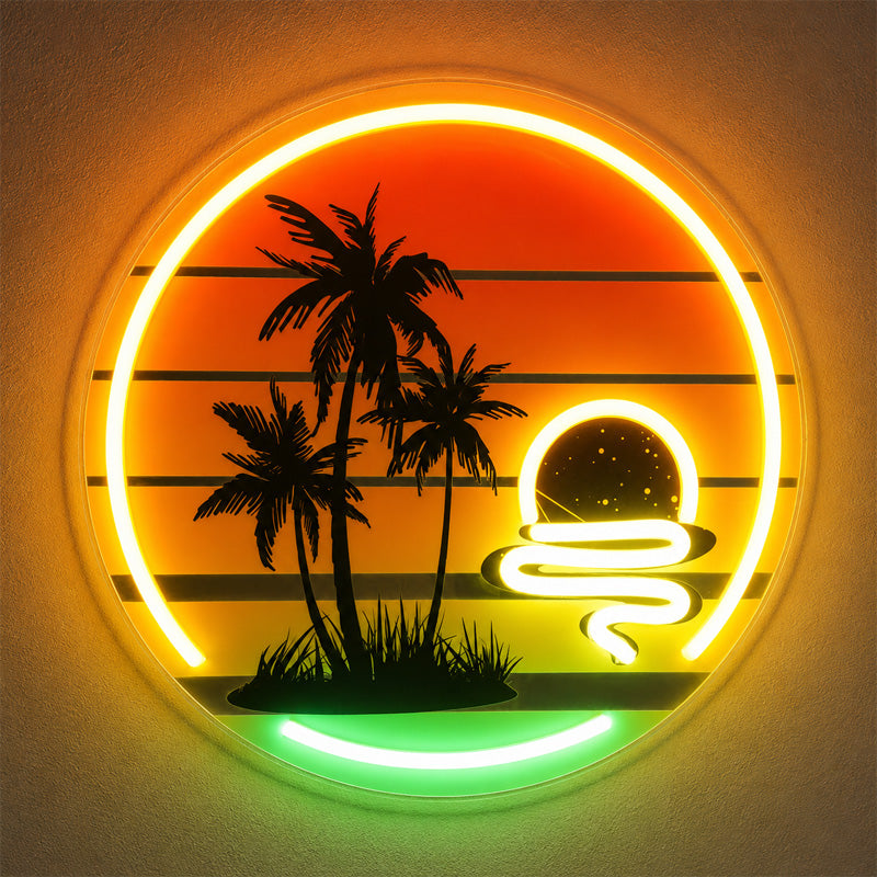 Beach & Summer Party Neon Signs - Sunset Palm Glow