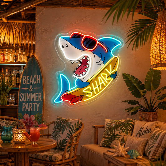 Beach & Summer Party Neon Signs - Surf Shark Glow