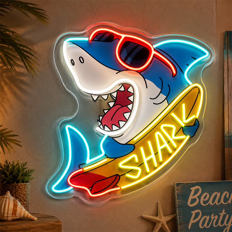 Beach & Summer Party Neon Signs - Surf Shark Glow