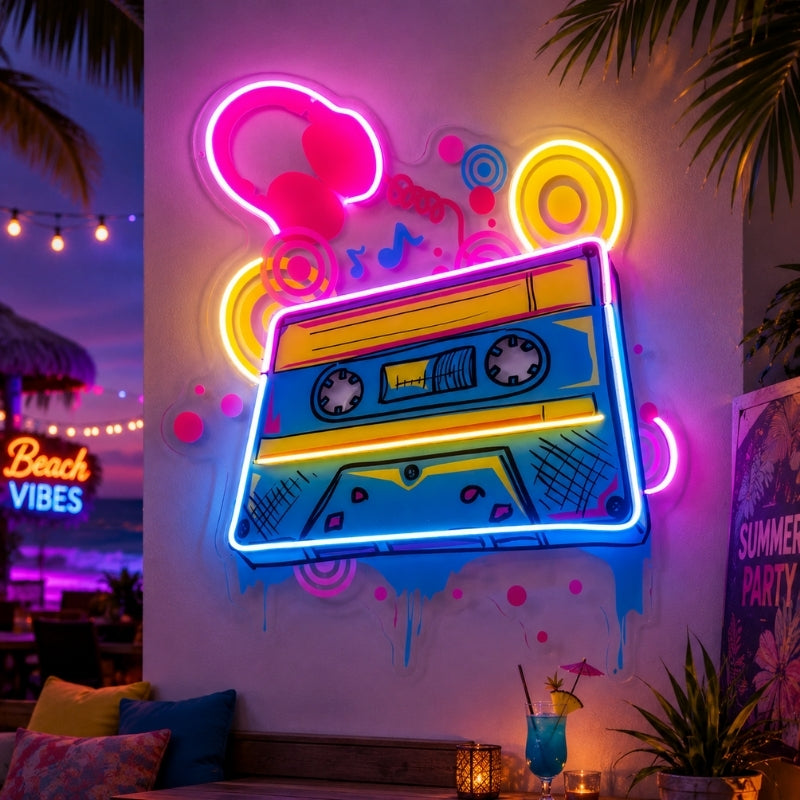 Beach & Summer Party Neon Signs - Retro Music Vibes