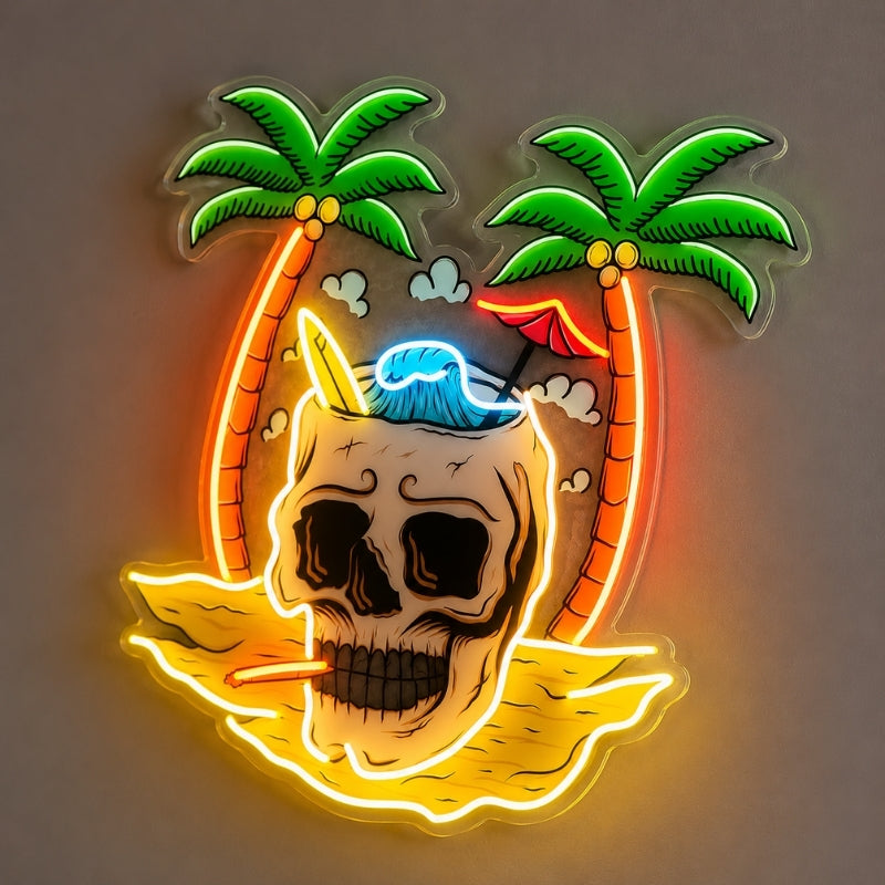 Beach & Summer Party Neon Signs - Skull Surf Paradise
