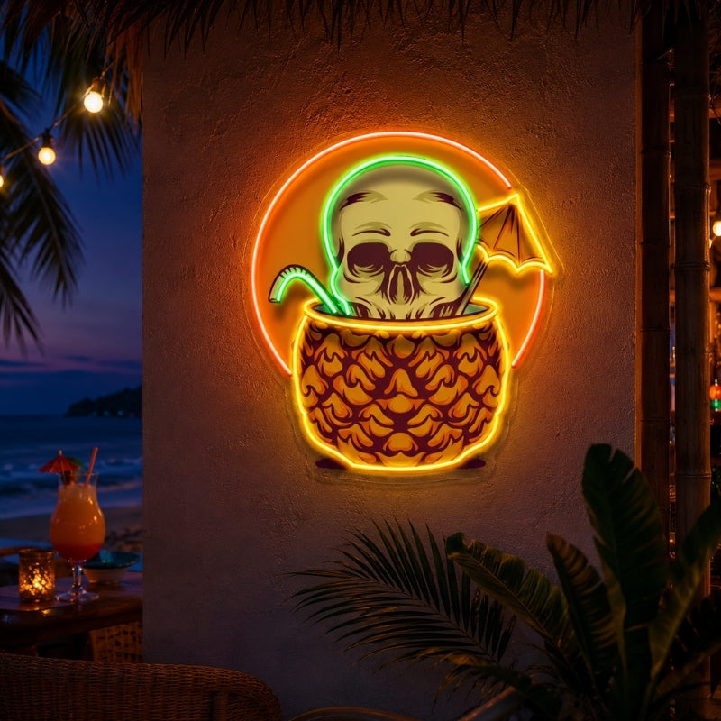 Beach & Summer Party Neon Signs - Skull Tiki Drink