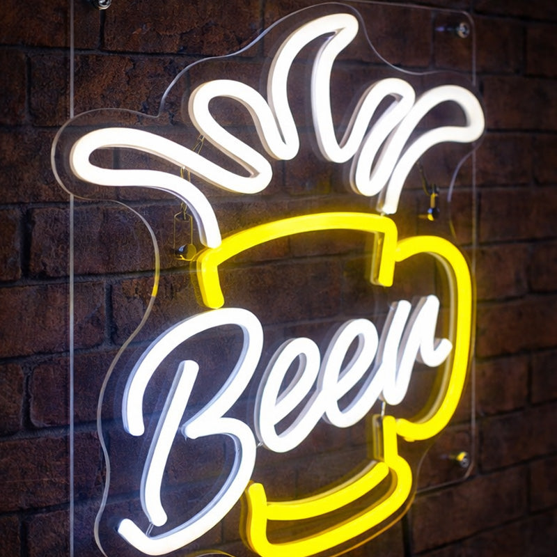 Beer Mug Neon Sign – LED Bar Wall Light with Foam Splash