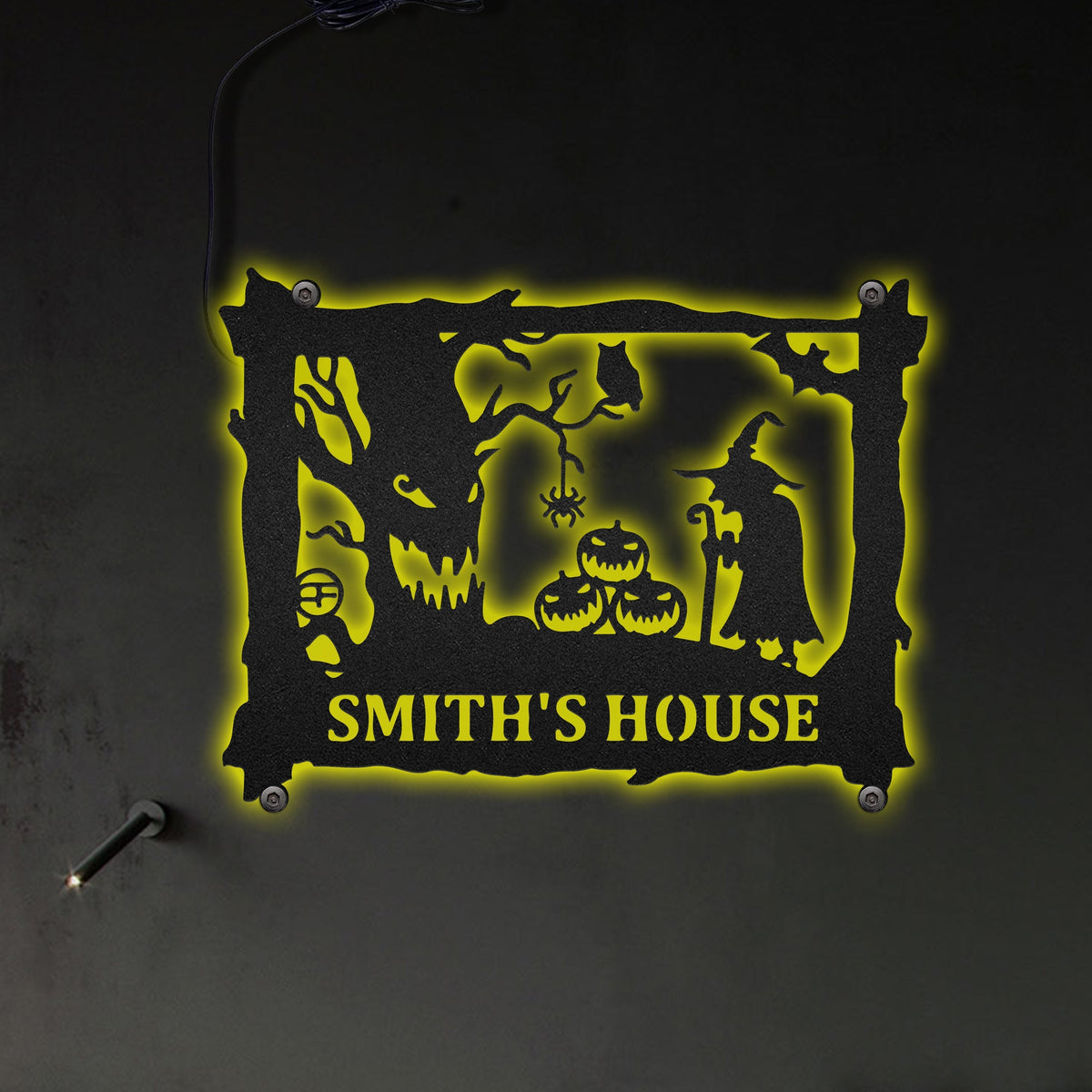 Witch Beware of the Halloween Personalized - Led Light Metal - Owls Matrix LTD