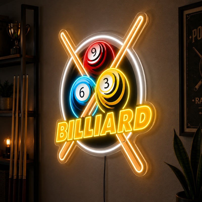 Billiards Pool Room Neon Sign - Billiard Ball Decor