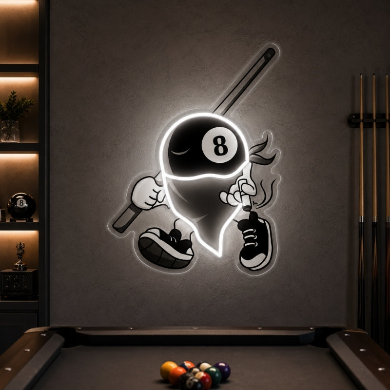 Billiards Neon Sign - 8 Ball Ghost Pool Wall Decor