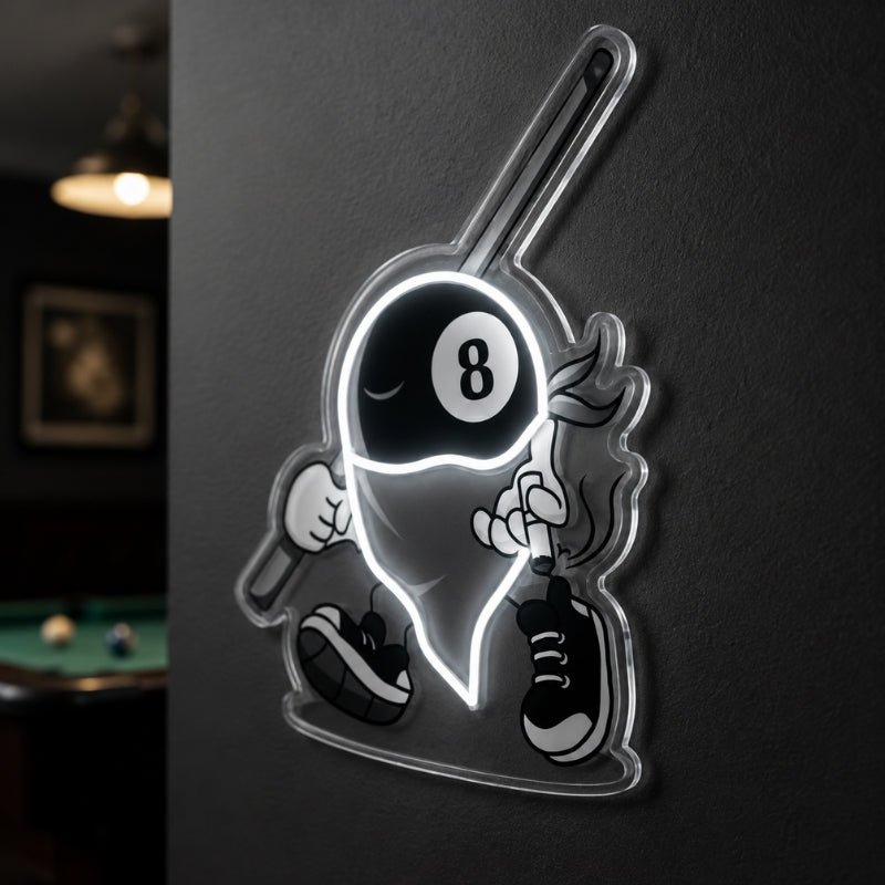 Billiards Neon Sign - 8 Ball Ghost Pool Wall Decor
