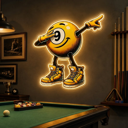 Billiards Neon Sign - Dabbing 9 Ball Pool Decor