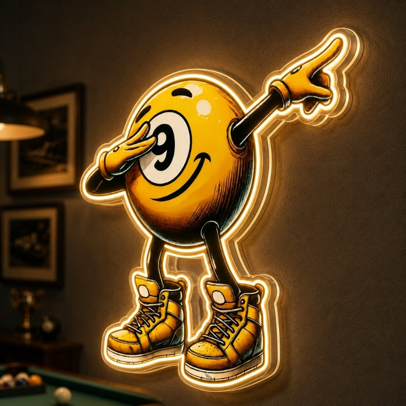 Billiards Neon Sign - Dabbing 9 Ball Pool Decor