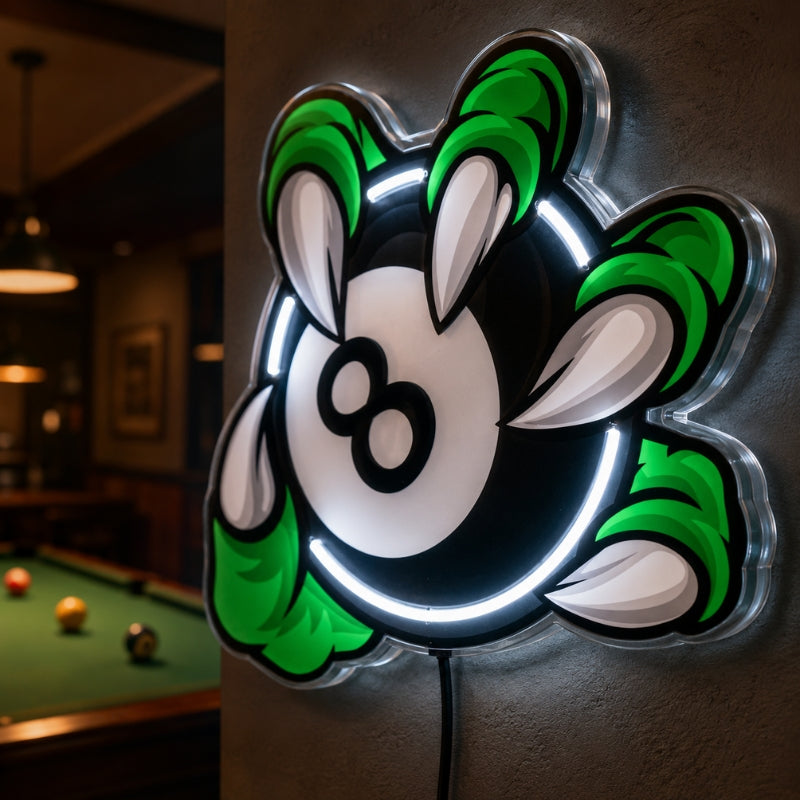 Billiards Pool Room Neon Sign - 8 Ball Claw Wall Decor