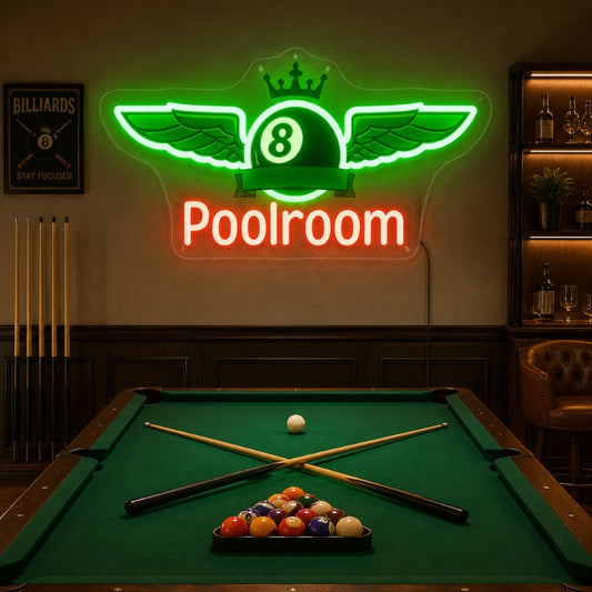 Billiards Pool Room Neon Sign - 8 Ball Wall Decor