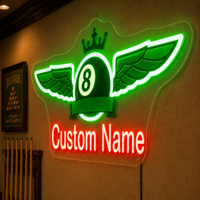 Billiards Pool Room Neon Sign - 8 Ball Wall Decor