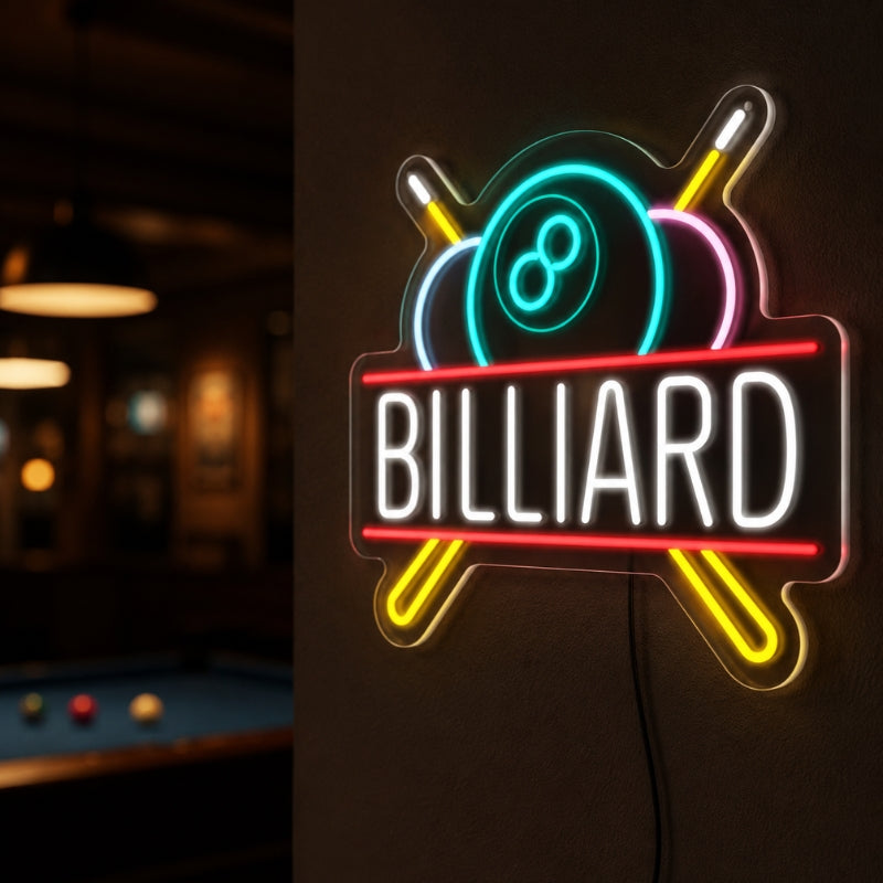 Billiards Pool Room Neon Sign - Billiard Ball Glow