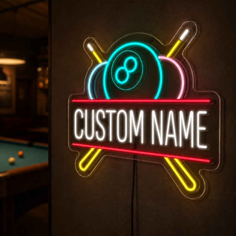 Billiards Pool Room Neon Sign - Billiard Ball Glow