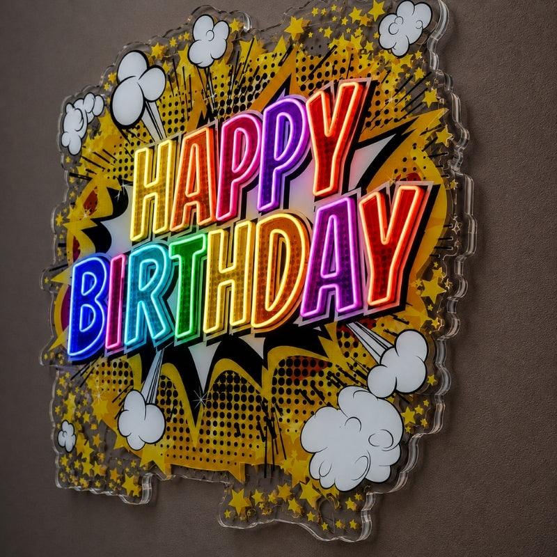 Birthday Neon Sign - Happy Birthday Party Wall Decor